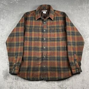 Columbia Shirt Mens L Plaid Flannel Quilt Lined Shacket Button Up Wool Blend